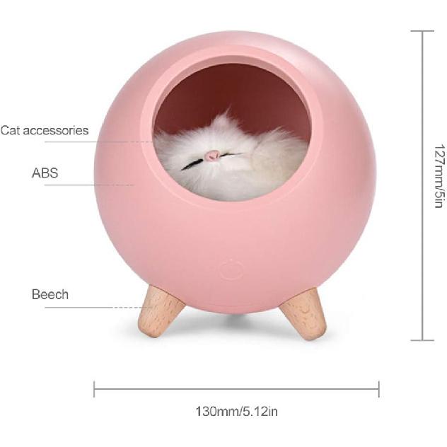 DesirePath Kids Cat Night Light Stepless Dimming Touch Control Cute Little Pet House Atmosphere Light Sleeping Lamp for Bedroom Table Nursery Baby