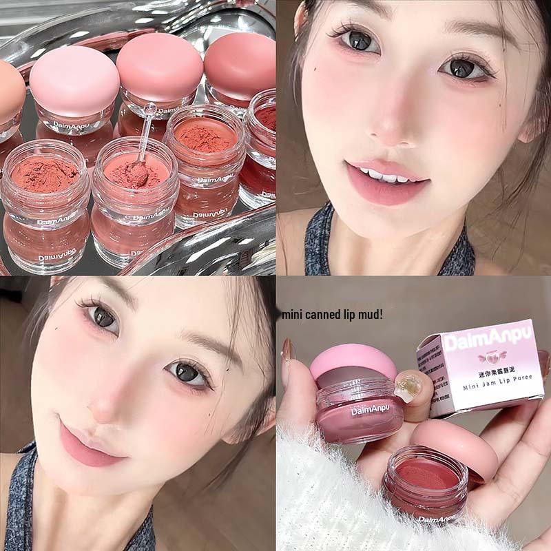 DAIMANPU Mini Jam Lip Mud: Whitening Matte Nude Makeup Gloss Lipstick for Students and Parties.