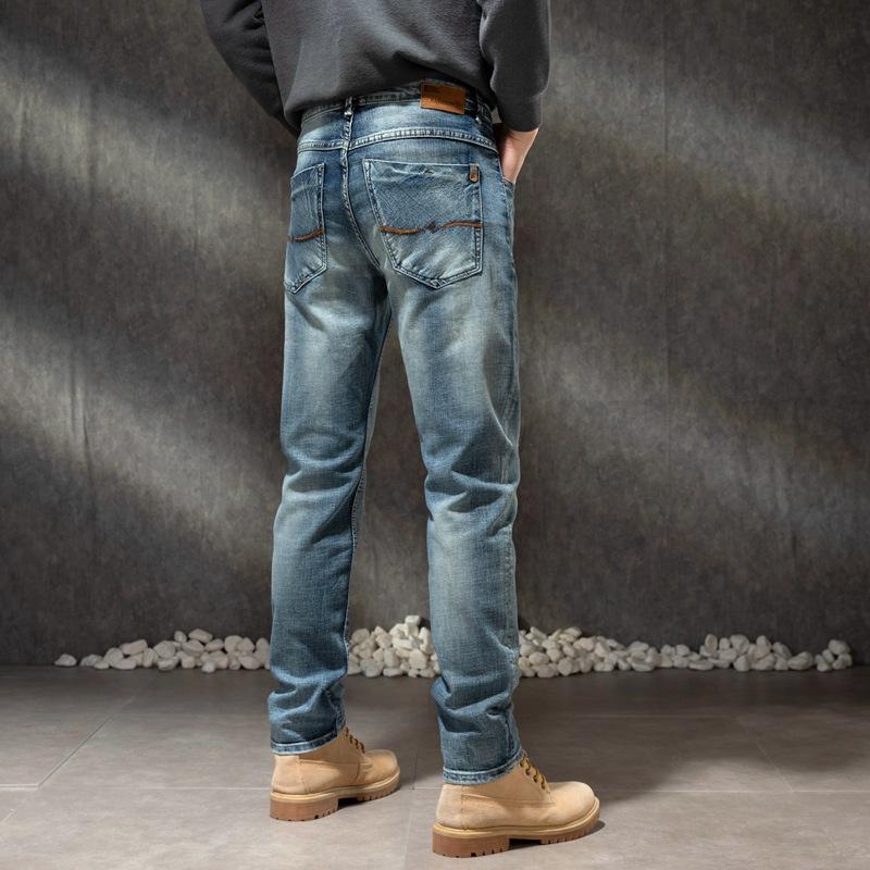 Jarní a podzimní strečové pánské džíny Korejská edice Pánské džíny Pánské malé rovné kalhoty Pánské univerzální