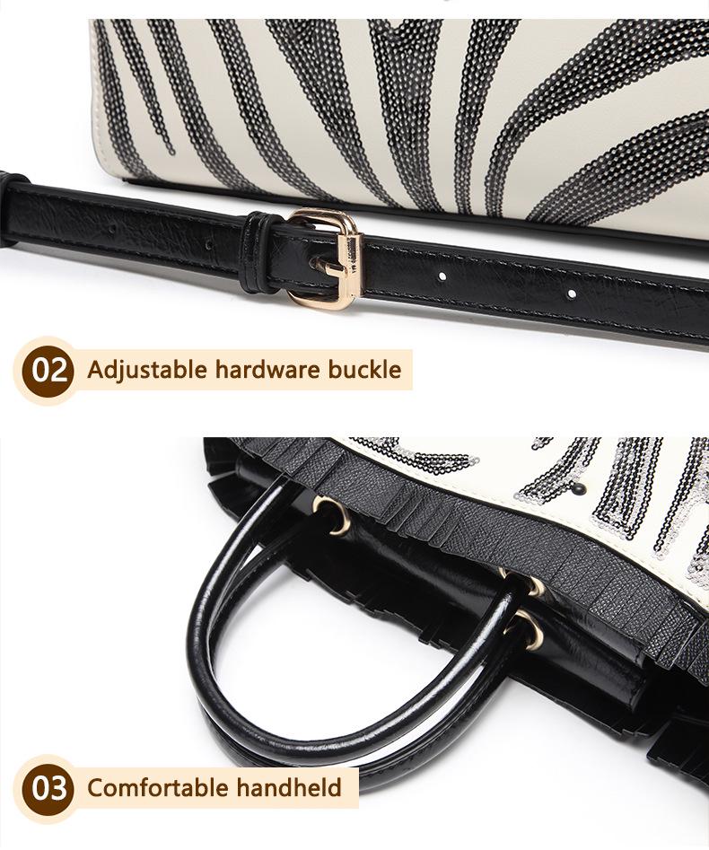 Dámská flitrová taška přes rameno se zebřím vzorem - Nový styl, Niche design, Kontrastní barva, Vysoce kvalitní textura, Osobnostní crossbody taška