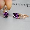 Oval Blue Zircon Diamond Champagne Gold-Plated Earrings for Weddings & Engagements