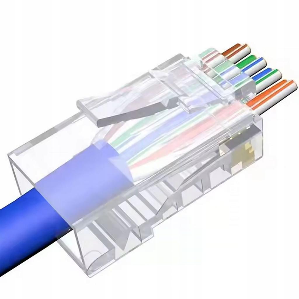 Rosfix Wtyki RJ45 6e EasyPass – Przelotowe Wtyki Sieciowe UTP | 100 Szt. | Kategoria 6e | 8P8C | Do Skrętki LAN