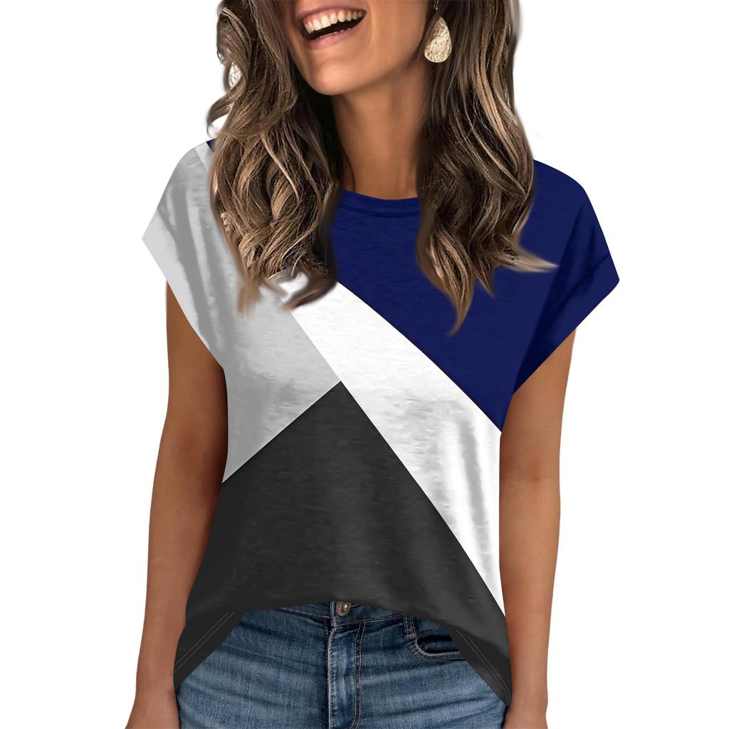 Women Work Casual Fashion Short-sleeved Round Neck T-shirt Top