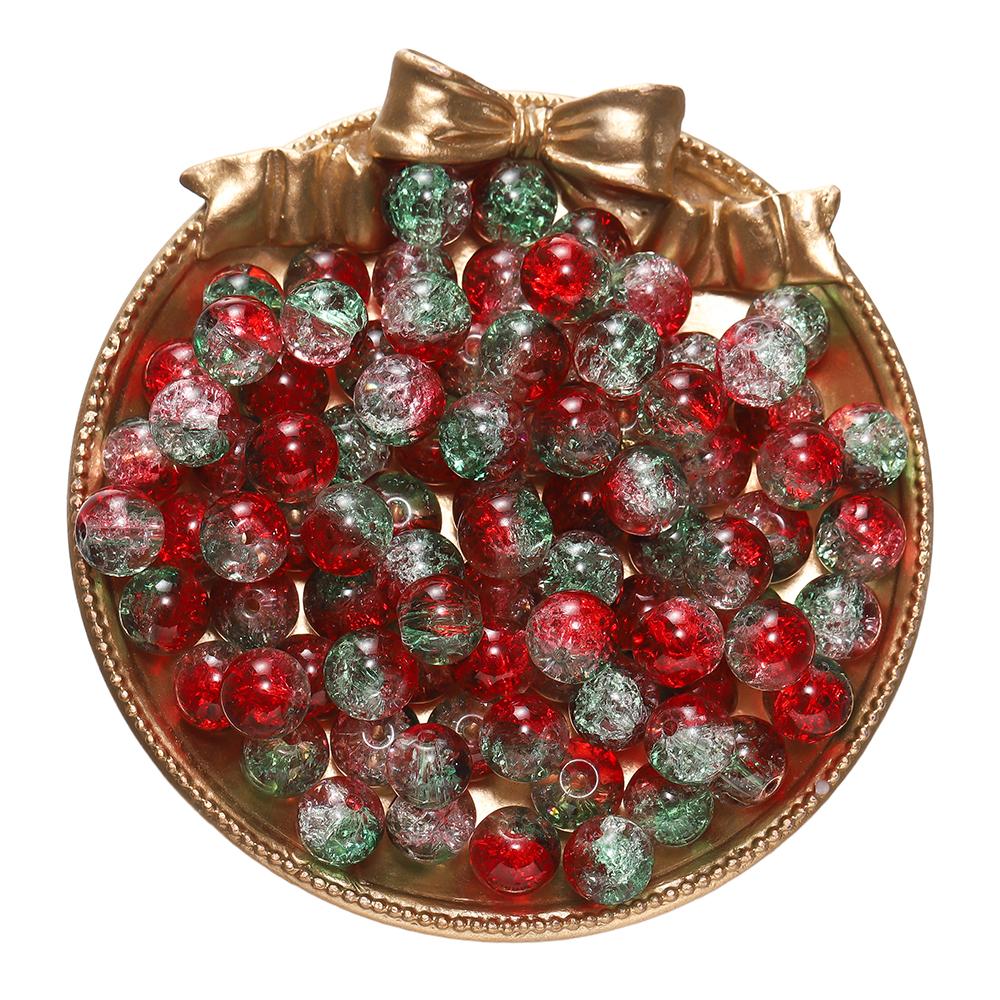 20-50pcs/lot Dark Color Transparent Cracked Glass Beads Round Bracelet Spacer Beads For DIY Necklace Jewelry Making Accessories