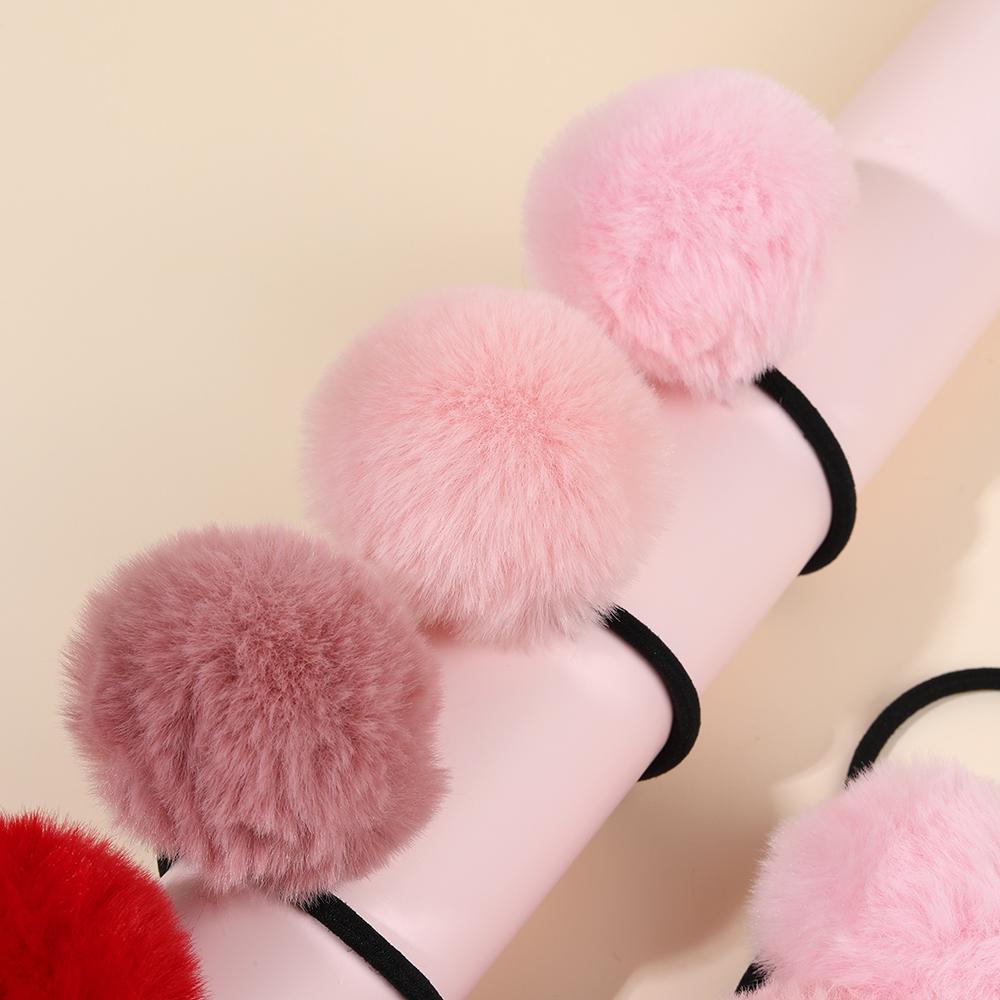 8Pcs Colorful Fuzzy Ball Hair Tie For Girls Korean Style Cute Fluffy Pom Pom Scrunchies Soft Elastic Ponytail Hair Band Headwear
