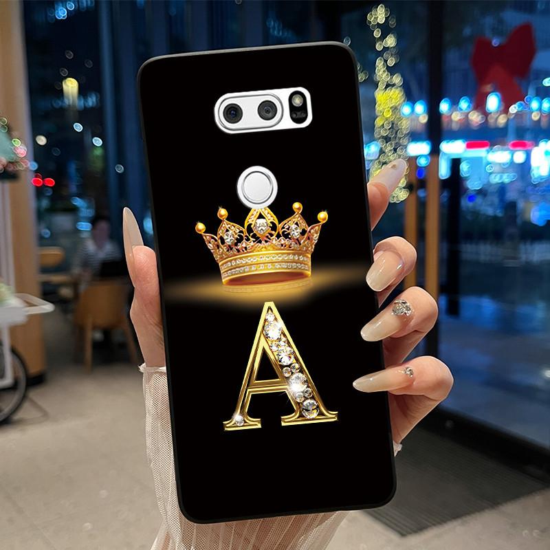 Phone Case For LG V30/V30 Plus/V30S ThinQ/V35 ThinQ Soft Silicone Beautiful Trendy Crown Letter Pattern Black Case Casing