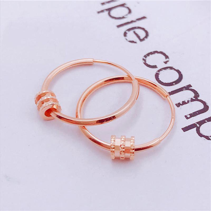 Exquisite Russian 585 Purple Gold Circle Small Waist Simple And Versatile Temperament Color Gold Plated Rose Gold Ear Jewelry