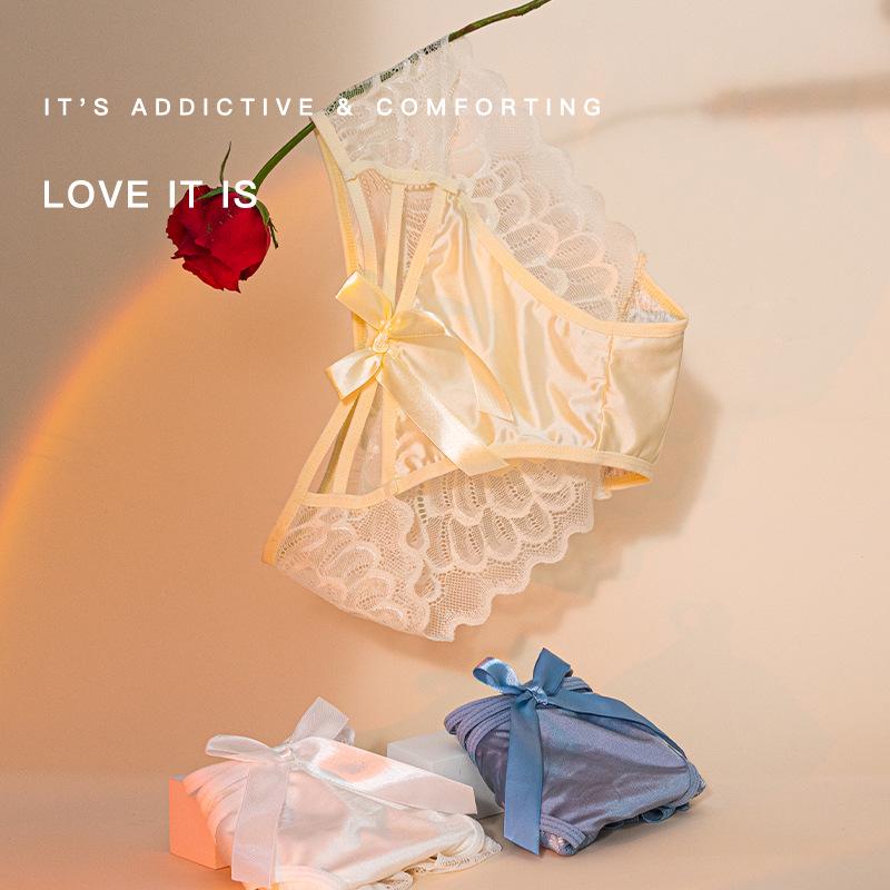 Satin Bow Mid-Rise Lace Panties - Sweet & Sexy