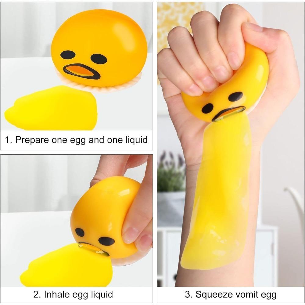 2pcs Funny Vomiting Egg Yolk Stress Ball - Squeeze Toy for Anxiety Relief, Squishy Fidget Sensory Toy for Kids & Adults Gag Gift