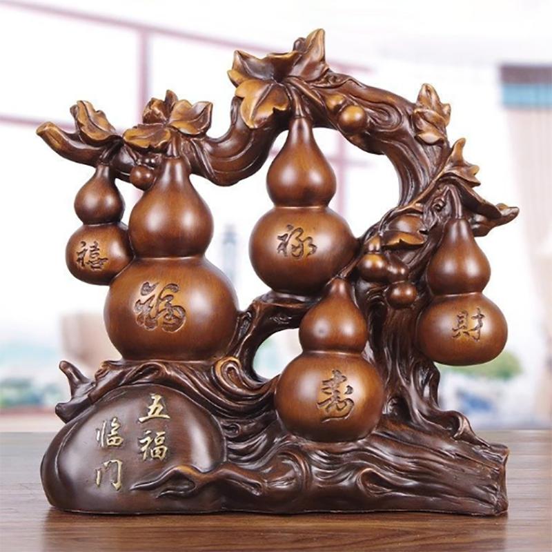 Chinesische Reichtum anziehen Kürbis Fengshui Harz Ornamente Zuhause Wohnzimmer Glücksbringende Dekorationsartikel Büro Schreibtisch Maskottchen Zubehör Kunst