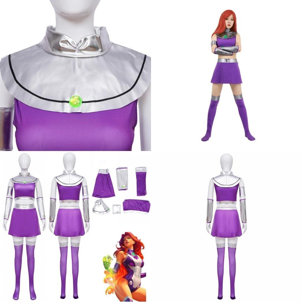 Żywy Kostium Cosplay Starfire z Teen Titans Peruka Dla Dorosłych Idealny Na Halloween Maskaradę I Comic Con