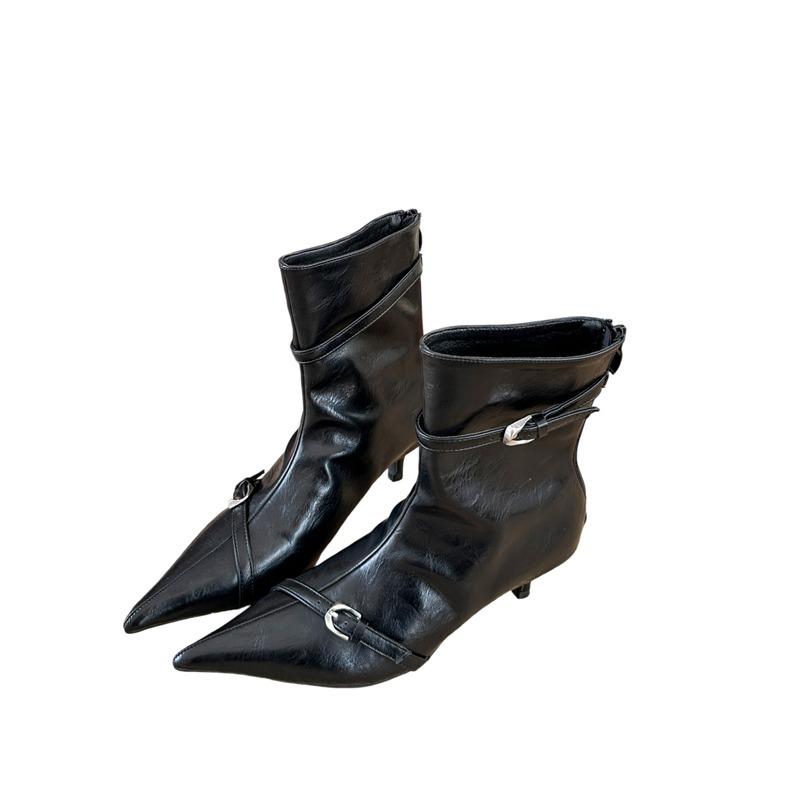 HD inner height increase square head thin Chelsea medium boots children's new autumn and winter wide tube fashion boots