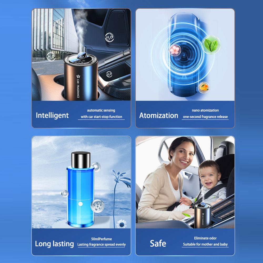 Car Air Freshener Oil Fragrance Diffuser Smell Distributor Eliminator With Digital Display Universal For Car Home Office Bedroom