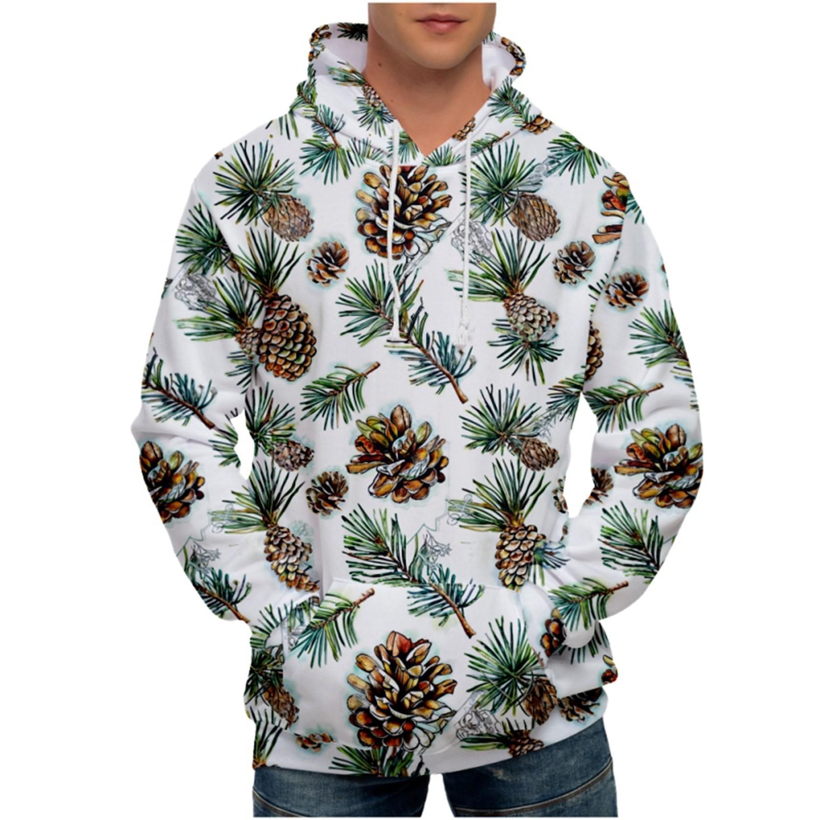 

Мужская свободная толстовка с капюшоном с принтом, мужская повседневная модная спортивная толстовка XL белый