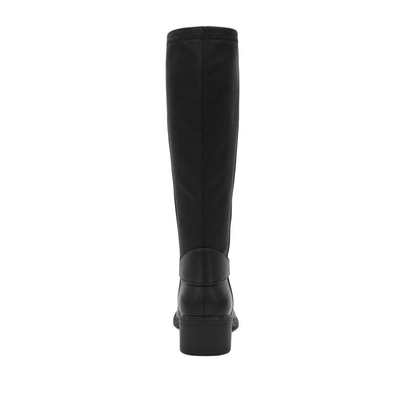 Bota Alta Negra Con Hebilla Y Tacón Bajo Montevita Bro32 105514