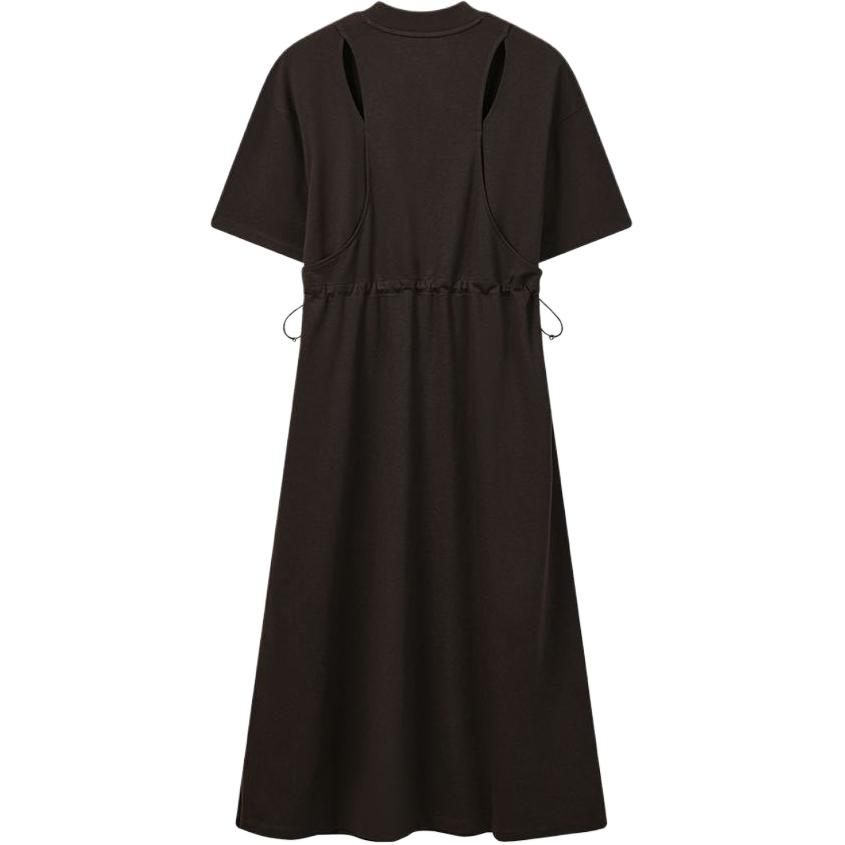 FILA Milano Series Loose Fit Solid Color Short Sleeve Dress Women dresses F11W625308F-BN