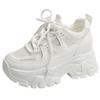 Breathable Chunky Platform Sneakers Women Lace-Up Thick Bottom Vulcanied Shoes Female Fashion Patchwork Non-Slip Casual Shoes