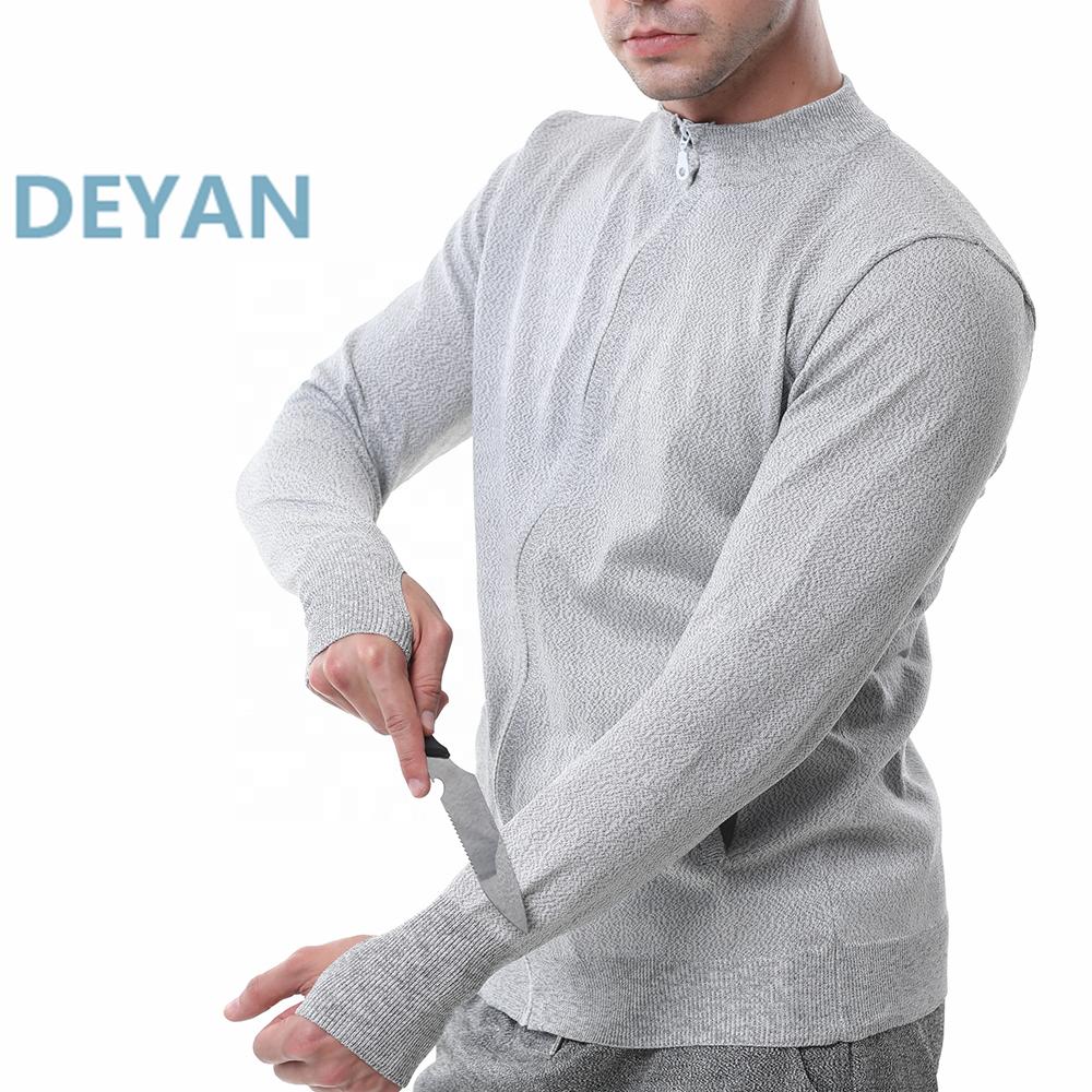 Light Gray Long Sleeve Zipper Cut Resistant Safety Clothing, Daily Wear Outdoor Work Jacket