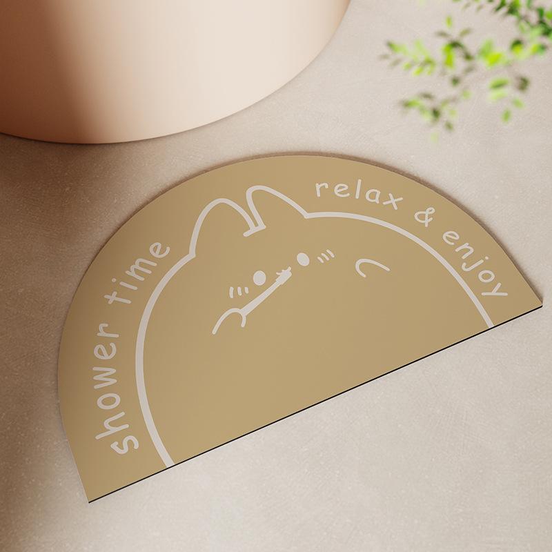 Cartoon Semi-circle Moisture-wicking Bath Area Mat Moisture-wicking Pad At Door Household Bathroom Mat Moisture-wicking Non-slip Mat Technology 40*60cm