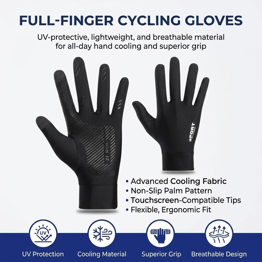 Summer Cooling Gloves Ice Silk Fabric Anti Slip Design for Outdoor Sports