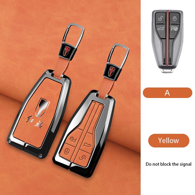 Zinc Alloy Car Key Cover Case Shell Holder Protector for Hongqi HS5 HS7 HS E HS9 Logo Keychain Bag Set Interior Accessories