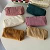 Protective Storage Bag Corduroy Pencil Case INS Style Large Capacity Bag Zipper Office School Supplies,has Random Logo Print