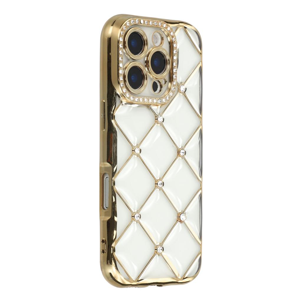 For iPhone 16 Pro Max Case Rhinestone Decor Electroplating TPU Phone Cover