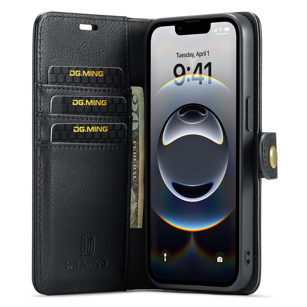 

DG.MING for iPhone 16e Case Detachable Split Leather Phone Cover Black