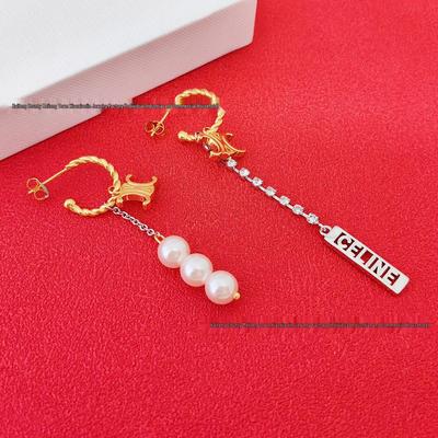 CE Arc de Triomphe Asymmetrische Kwast Strass Parel Oorbellen - Trendy Koreaanse Stijl