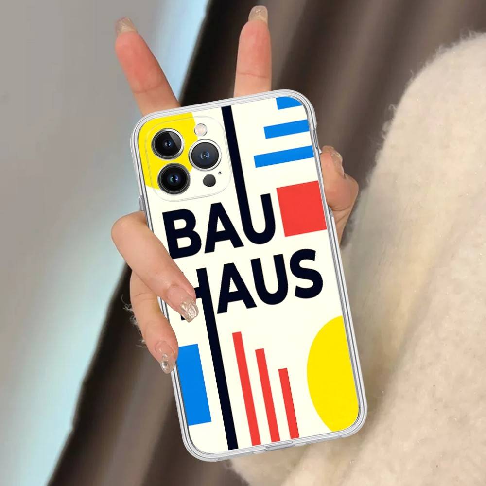 Abstract B-Bauhaus Geometric Art Transparent Phone Case For IPhone 16 15 14 13 12 11 Pro Max Plus Soft Cover