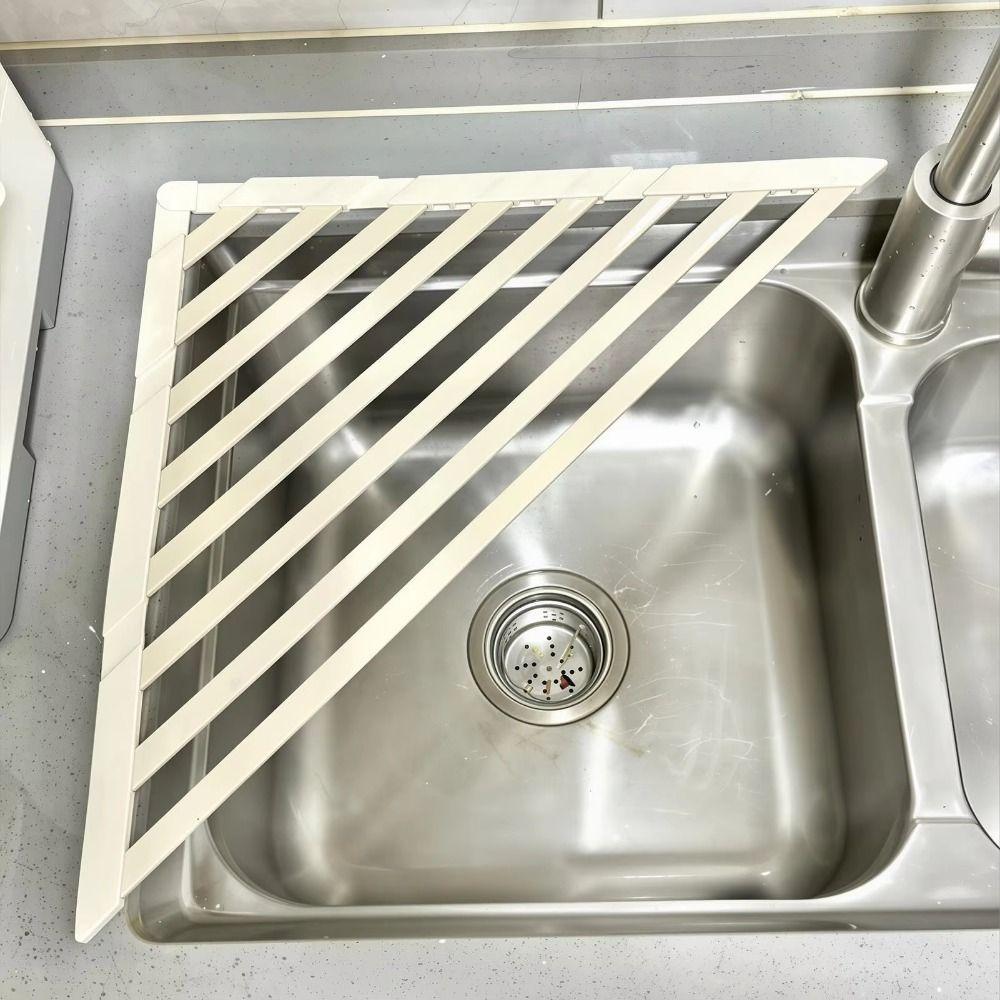 Rustproof Kitchen Sink Organizer Roll Up Sink Drainer Multipurpose Foldable Drain Rack  Sink Corner