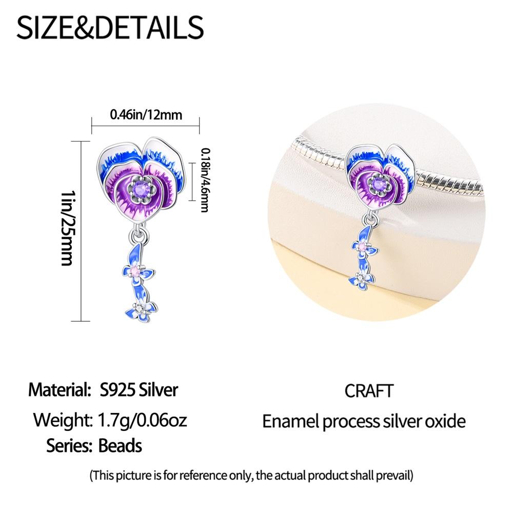 Charms Copper  Blue Purple Butterfly Flower Pendant Beads Fit Charms Plata  Original Bracelet Beads Women Jewellery Making