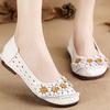 Vintage Flower Moccasins Woman Genuine Leather Ballet Flats Ladies Hollow Slip Women's Luxury Loafer Purple Walking Shoes 42