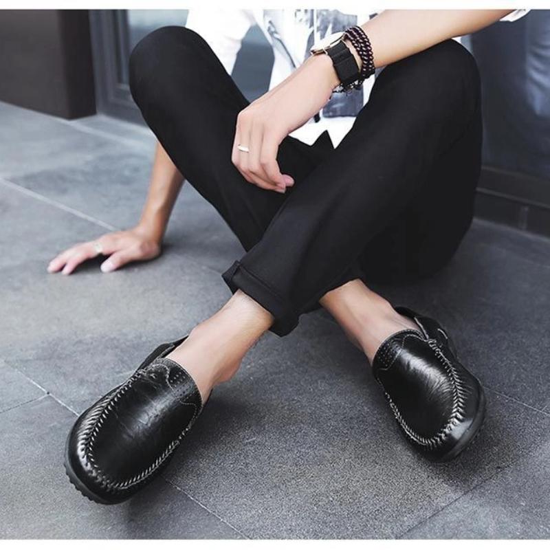 2025 New Handmade Shoes Leather Casual Shoes For Men Flat Platform Walking Shoes Outdoor Footwear Loafers Breathable Sneakers