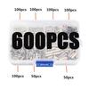 600pcs Tube Crimp Terminals Copper Core PE Insulated for 0.5mm2 Through 6.0mm2 Wire Gauges Used In General Electrical Work