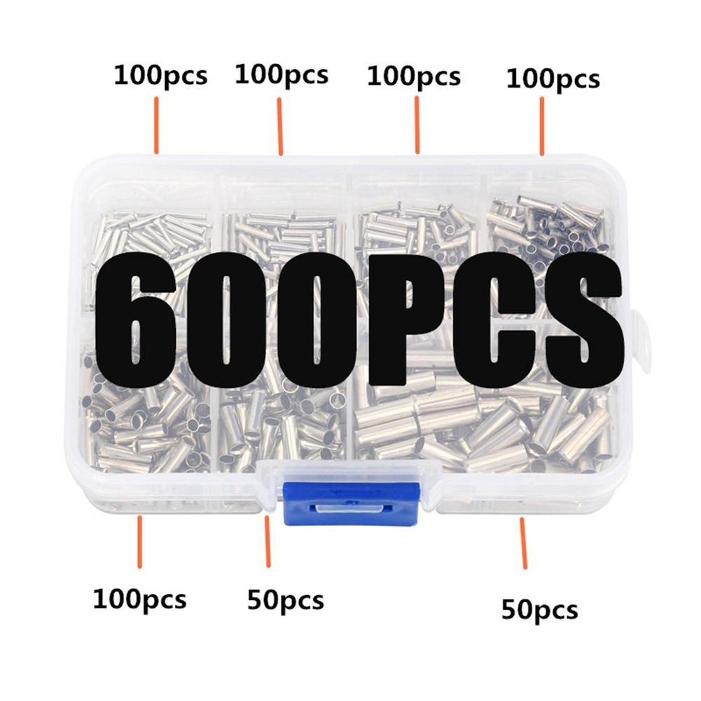 600pcs Tube Crimp Terminals Copper Core PE Insulated for 0.5mm2 Through 6.0mm2 Wire Gauges Used In General Electrical Work
