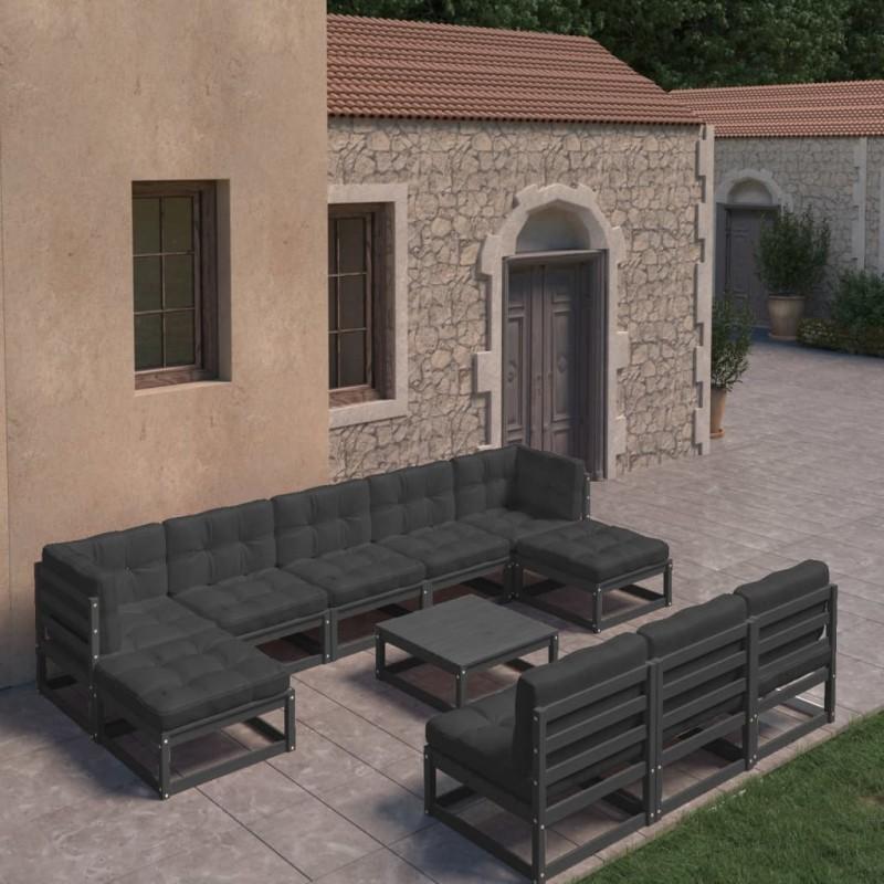 Day and Night - Day and Night 10-piece Garden Furniture Set with Black Pine Wood Cushions