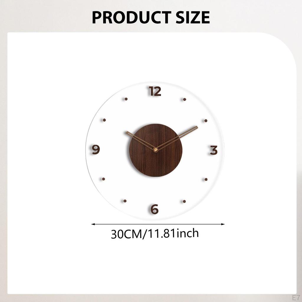 Acrylic Wall Clock Decorative Non Ticking Silent Round Operated Precision Timekeeping Lightweight