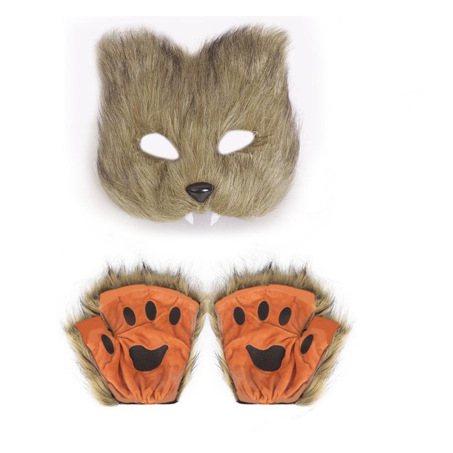 Cross-Border Halloween Fox Costume Set: Mask, Gloves, Plush Tail, Cosplay Accessories