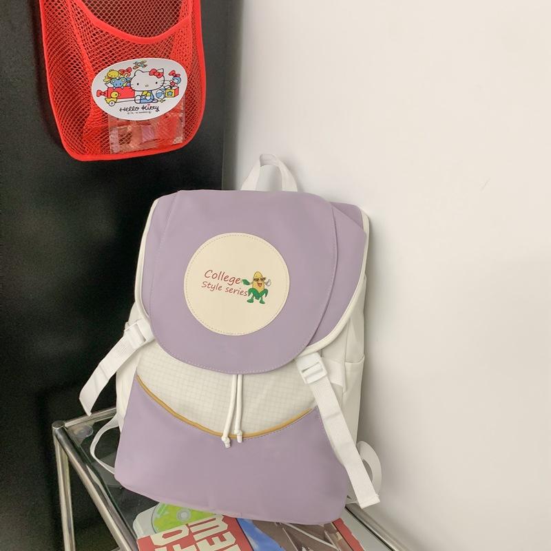 

Backpack contrasting color small fresh schoolbag female college student primary school travel backpack large capacity junior high school student back single package фіолетовий