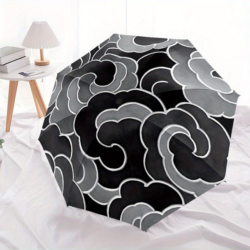 1pc Abstract Swirl Pattern Automatic Open/Close Umbrella, Umbrella with cartoon Design, Portable Compact Umbrella for Men & Women, Good Holi