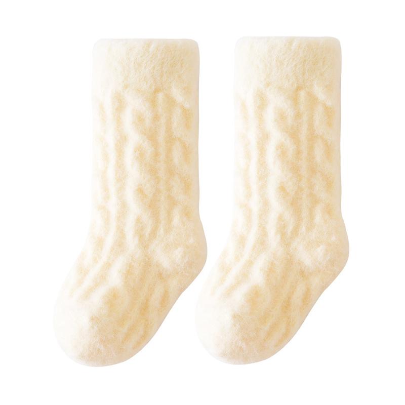 Winter Baby Mid-Tube Socks Fleece Thick Newborn Socks Warm Soft Solid Color Toddler Socks