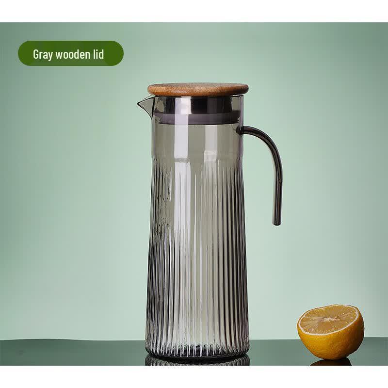 Leyongtu Striped Acrylic Cold Water Pitcher with Bamboo Lid