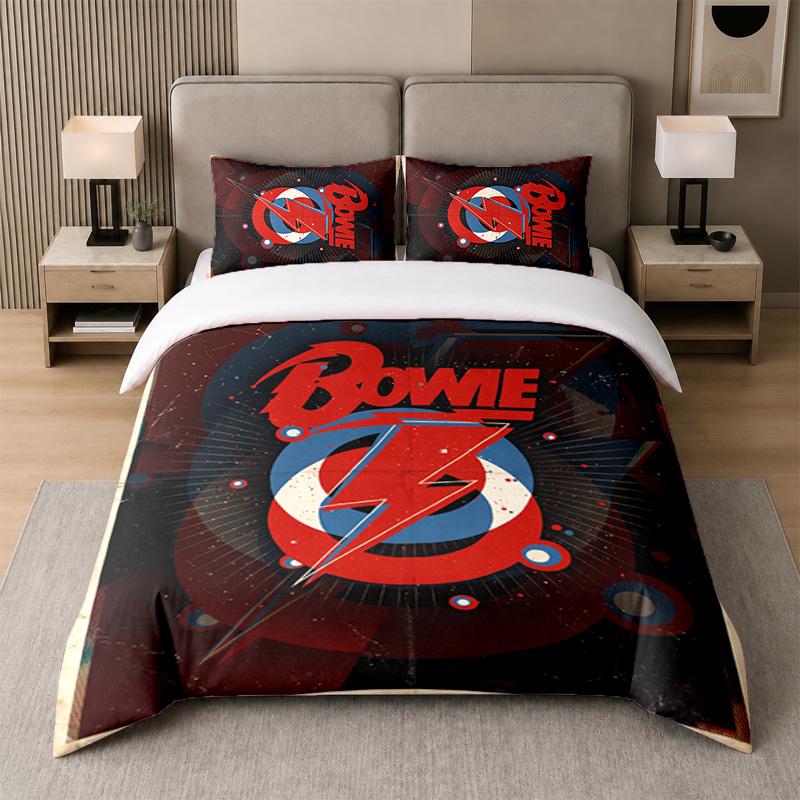 3Pcs Bedding SetDavid Bowie Soft Bed Sheet and Two Pillowcases Home Bedroom Decor
