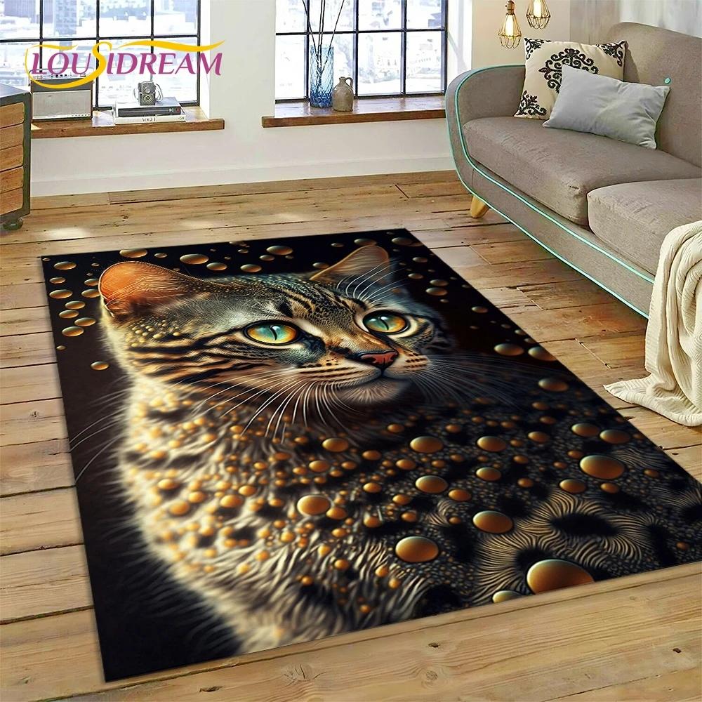 3D Persian Cat,Cute Calico Cat,Ragdoll Cartoon Rug Carpet for Living Room Bedroom Home Decor,Non-slip for Sofa  Doormat Gift Kid
