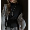Autumn Winter Half-high Collar Fungus Edge Slim-fitting Bottoming Shirt for Women To Wear with Simple Solid Color Clothes Tees
