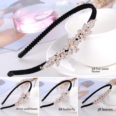 Gold Strass Schmetterling Koreanisches Stirnband & Haarnadel Set - Rutschfeste Metall Haaraccessoires