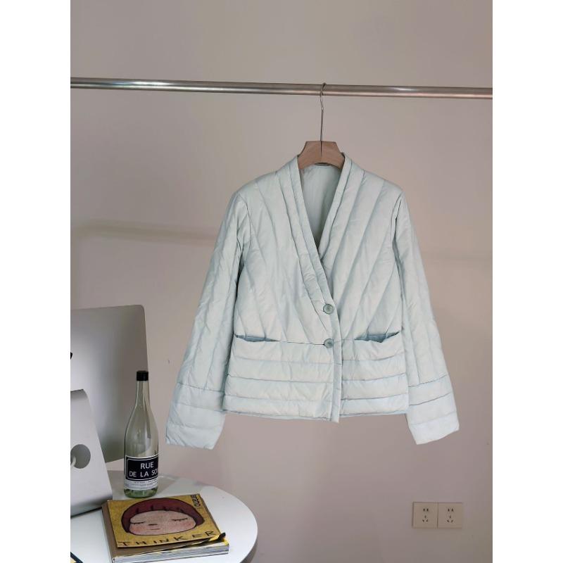 White duck down jacket women's short light and thin liner warm collar casual jacket