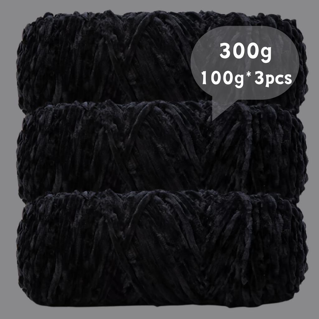 3 ks Měkká sametová chenille příze - Živý vícebarevný sortiment pro pletení a háčkování - Příze pro začátečníky a řemesla Háčkování