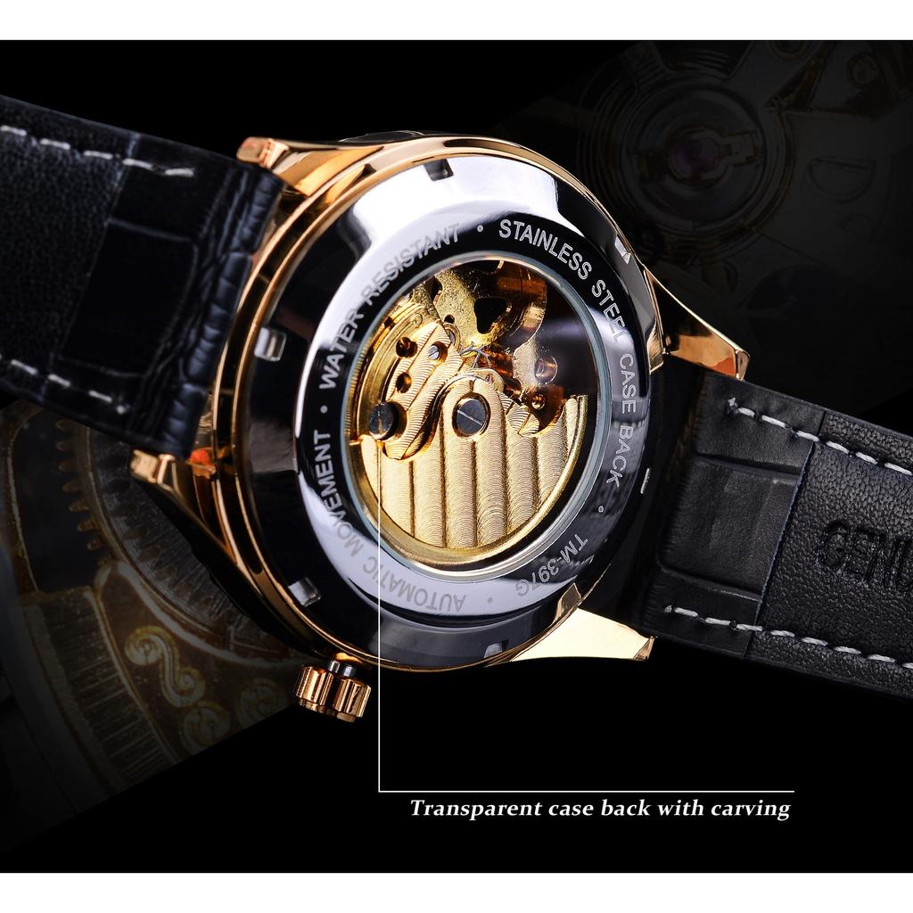 T-Winner Men's Fashion Hollow Vintage Rhinestone Belt Watch Automatic Mechanical Watch
